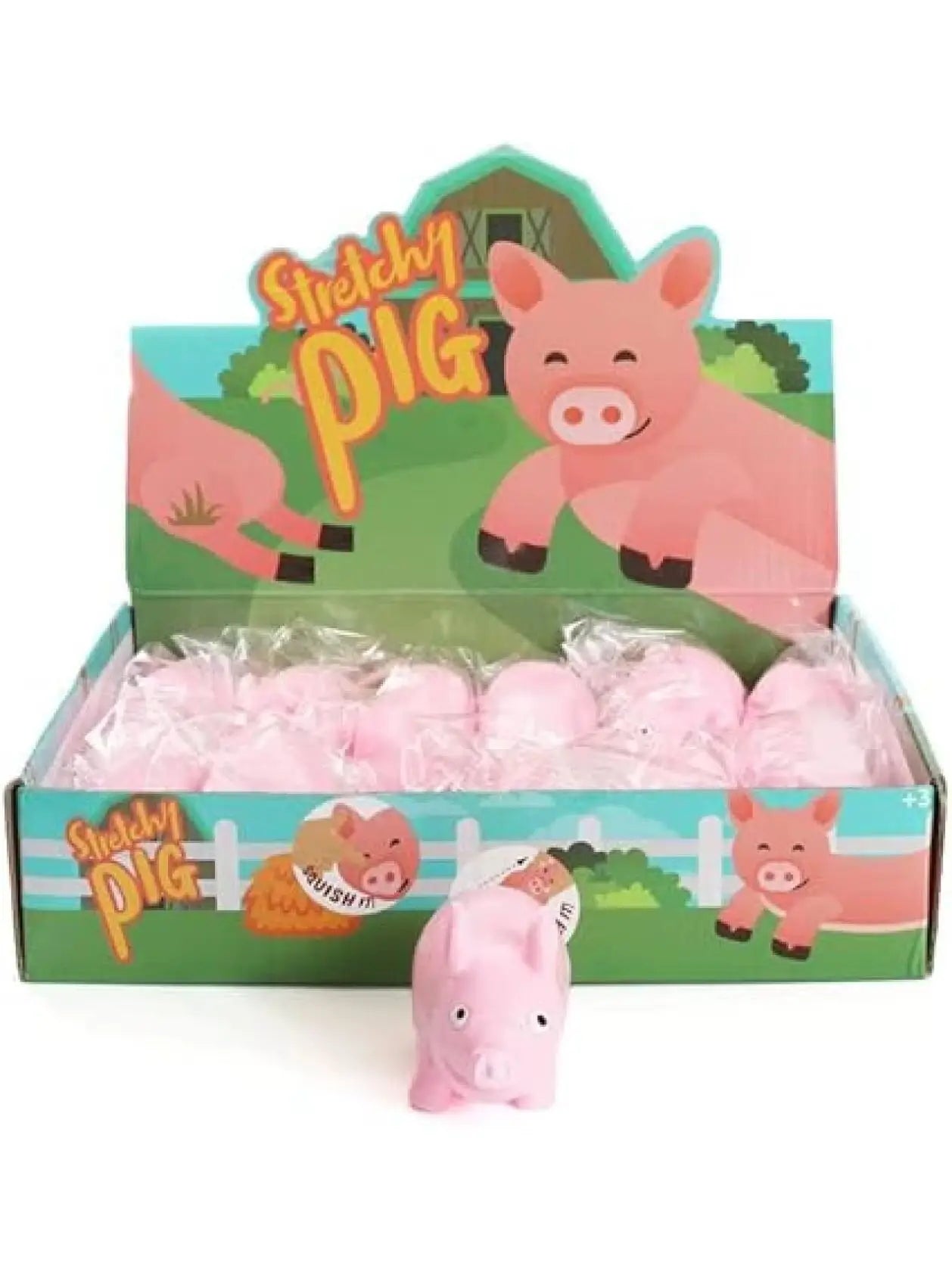 Pack of 3 Stretchy Pig Toy  Pink Squishy Toy Pig - Kids Squishy Fun Christmas Stocking Filler Childs Party Bag Fidget Games