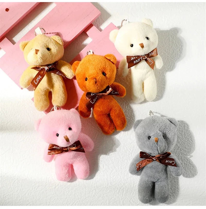 50pcs Plush Teddy Bear Dolls Cute Small Bear Pendent Animal Stuffed Toys For Girl Bag Pendent Keychain Kids Party Gift Wholesale