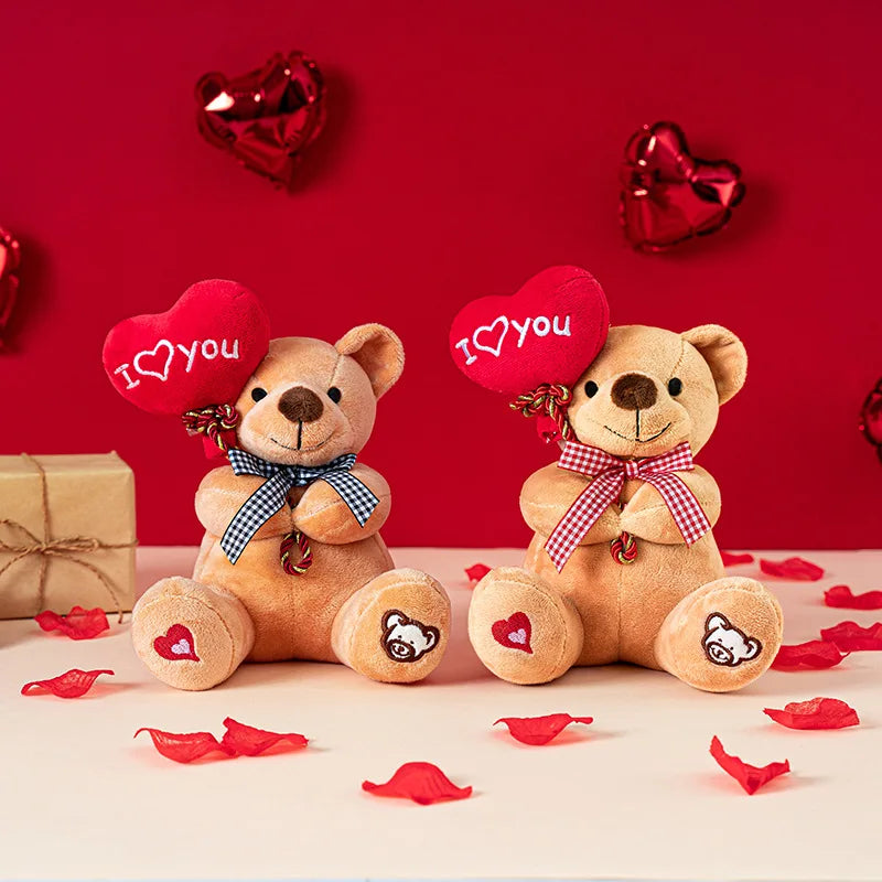 Cartoon Teddy Bear Holding Heart Plush Toys Stuffed Animals Kids Toys Soothing Toys Graduation Christmas Birthday Gifts
