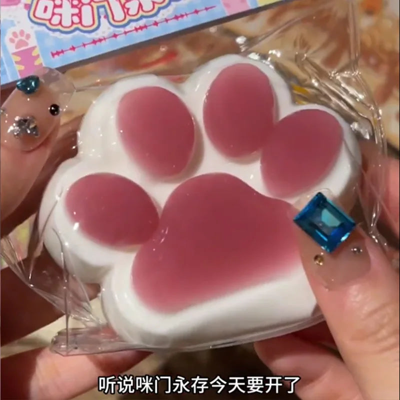 1pc Cute Cat Paw Squeeze Toy Soft Sticky Decompressing Stress Relief Slow Rebound Jelly Pinch Toy for Kids Adults Squishy Toy