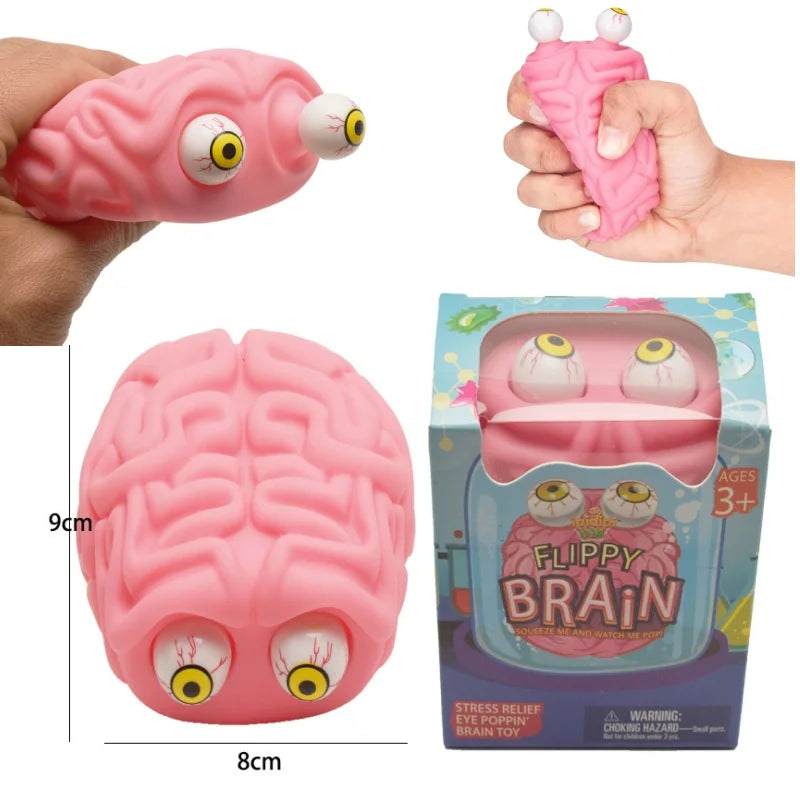 Flippy Brain Squishy Eye Popping Squeeze Fidget Splat Toy Stress and Anxiety Relief Ball Anti-Anxiety Focusing Toys Gift for Kid