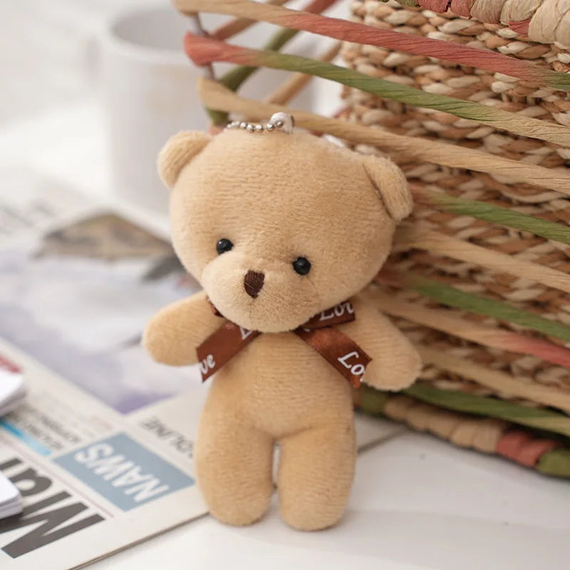 50pcs Plush Teddy Bear Dolls Cute Small Bear Pendent Animal Stuffed Toys For Girl Bag Pendent Keychain Kids Party Gift Wholesale