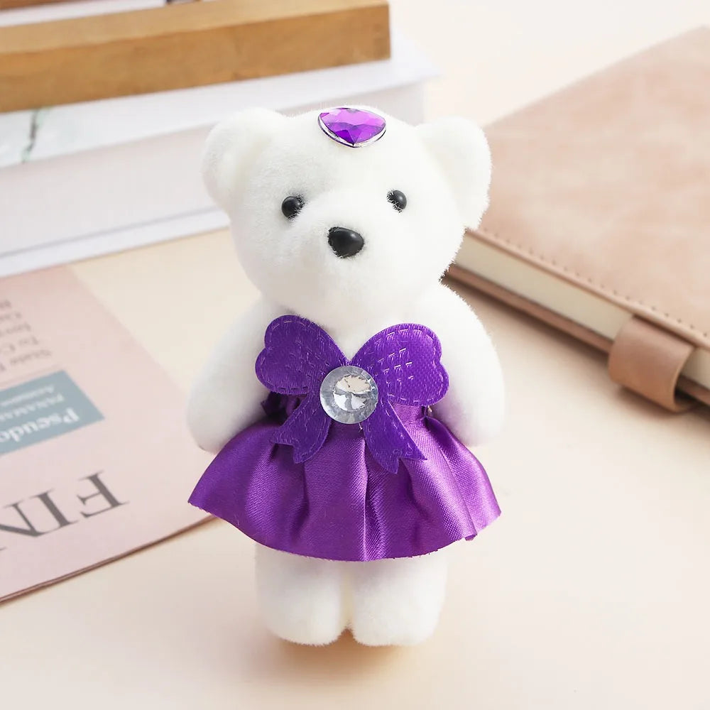 10 PCS Cute Cartoon Small Teddy Bear Birthday Flower Bouquet Bear Couple Bear Wedding Valentine's Day Decoration