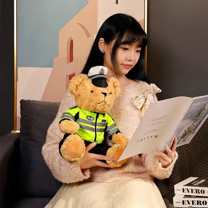 Plush Police Bear Toys Traffic Teddy Bear Peluche  Dolls Full Stuffed Animal Toy For Kids Boys Christmas Birthday Gifts