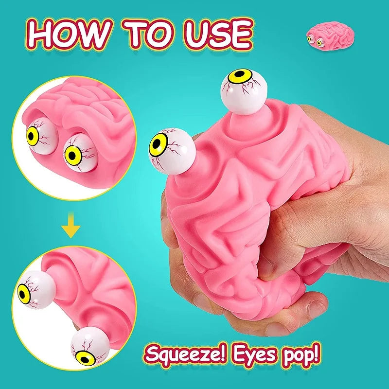 Flippy Brain Squishy Eye Popping Squeeze Fidget Splat Toy Stress and Anxiety Relief Ball Anti-Anxiety Focusing Toys Gift for Kid