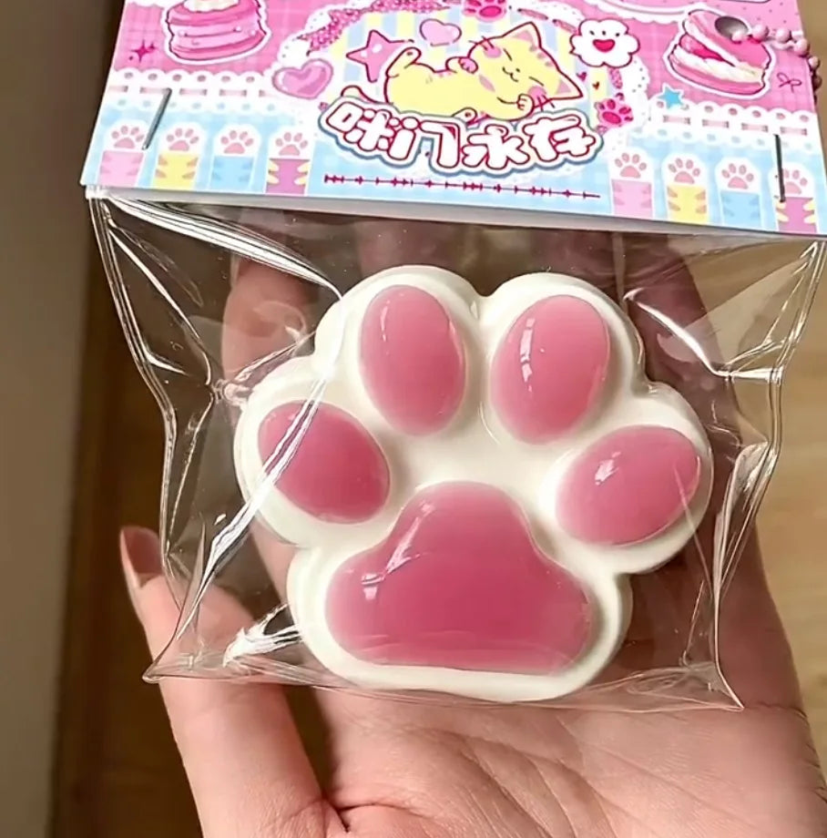 1pc Cute Cat Paw Squeeze Toy Soft Sticky Decompressing Stress Relief Slow Rebound Jelly Pinch Toy for Kids Adults Squishy Toy