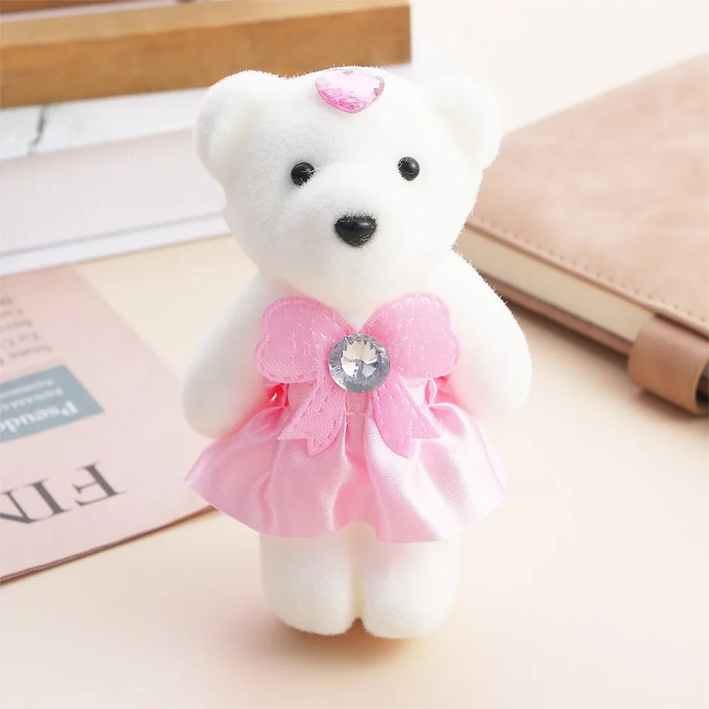 10 PCS Cute Cartoon Small Teddy Bear Birthday Flower Bouquet Bear Couple Bear Wedding Valentine's Day Decoration