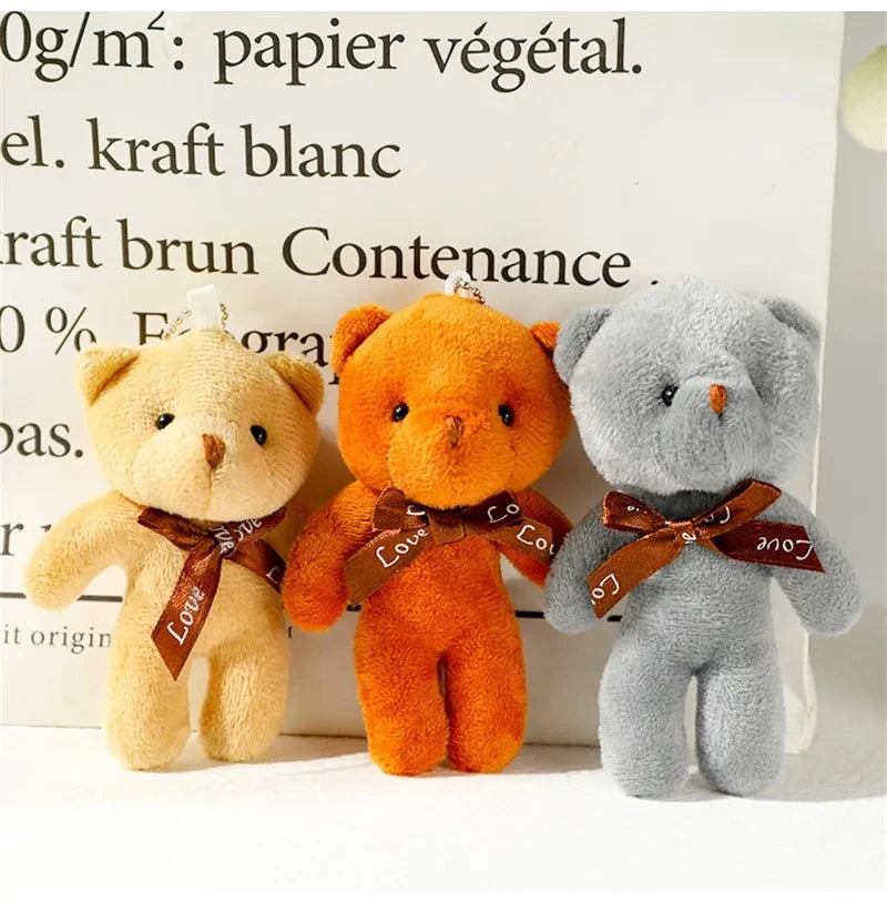 50pcs Plush Teddy Bear Dolls Cute Small Bear Pendent Animal Stuffed Toys For Girl Bag Pendent Keychain Kids Party Gift Wholesale