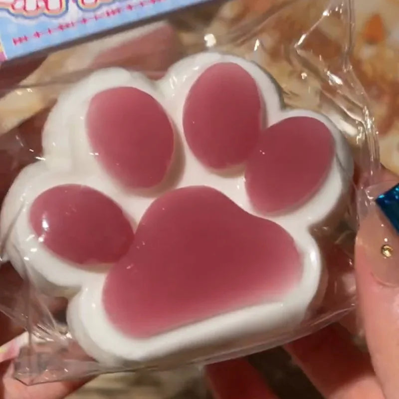 1pc Cute Cat Paw Squeeze Toy Soft Sticky Decompressing Stress Relief Slow Rebound Jelly Pinch Toy for Kids Adults Squishy Toy