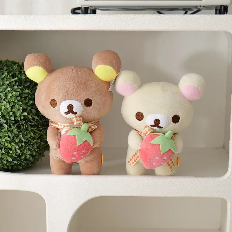 Kawaii Strawberry Rilakkuma Plush Doll Anime Teddy Bear Rilakkuma Bear Dress up Raccoon Plushies Pelcuhe Stuffed Doll Kid Gift