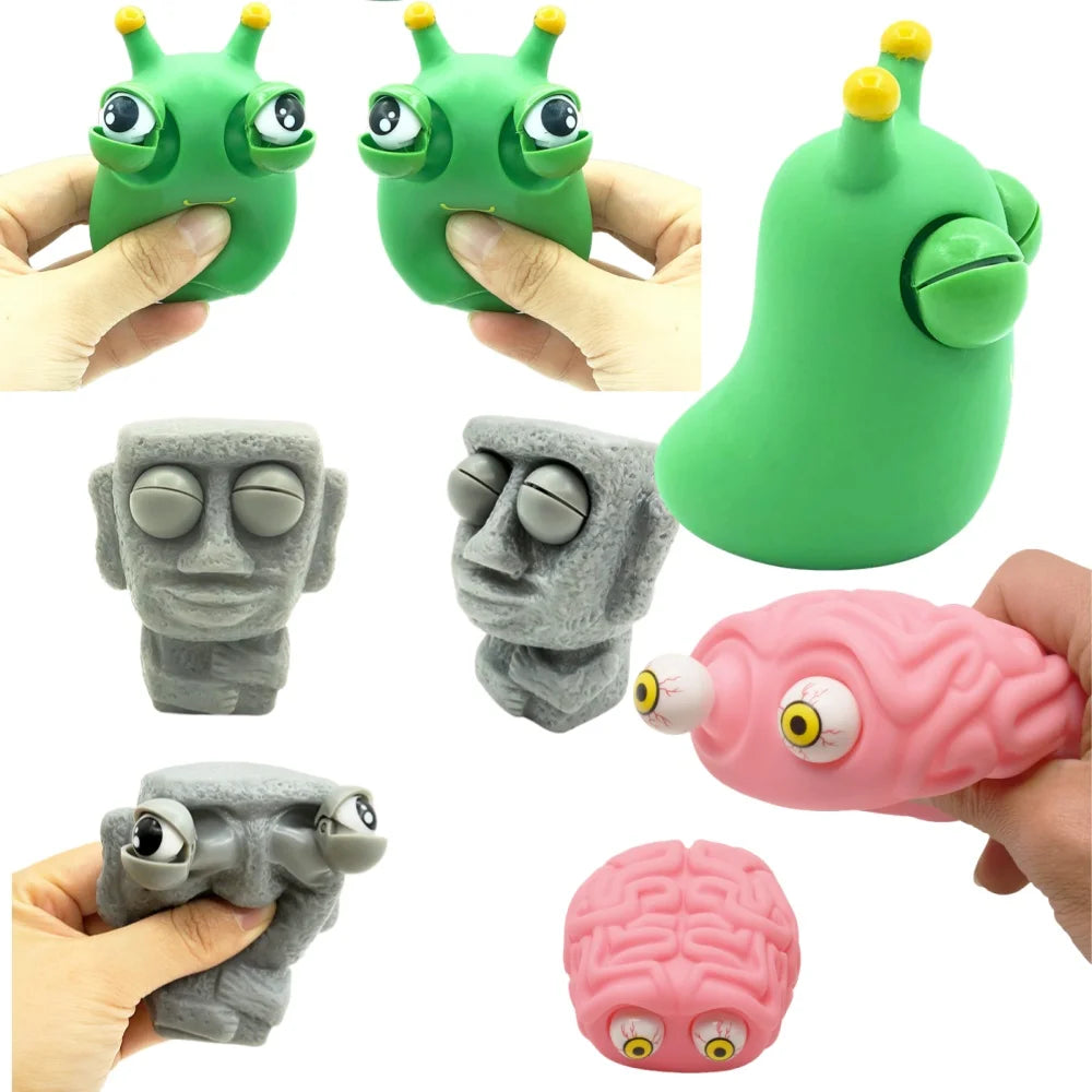 Flippy Brain Squishy Eye Popping Squeeze Fidget Splat Toy Stress and Anxiety Relief Ball Anti-Anxiety Focusing Toys Gift for Kid