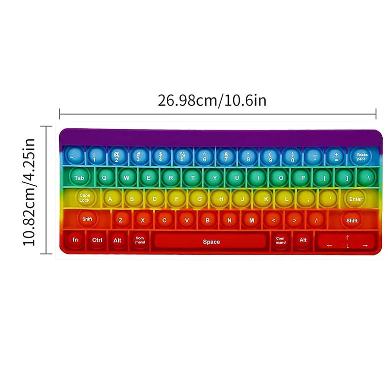 Keyboard Push Bubble Fidget Toy Rainbow Sensory Stress Reliever Squeeze Toys Anxiety Relief Decompression Gift for Kids Adults