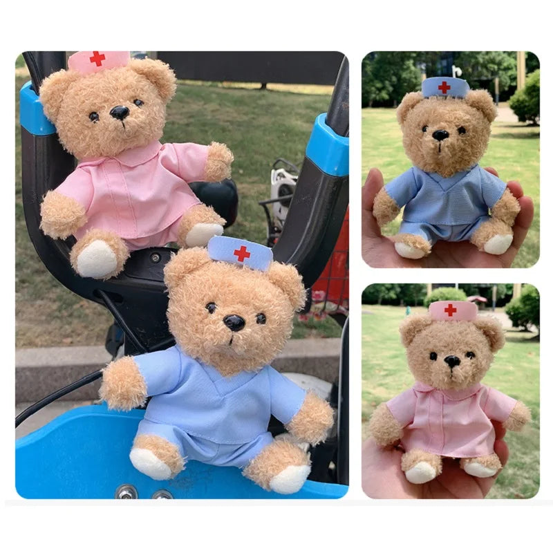 Doctor Bear Nurse Uniform Animal Teddy Bears Small Pendant Soft Plush Toy Girl Boy Birthday Christmas Gift 10cm 1pc