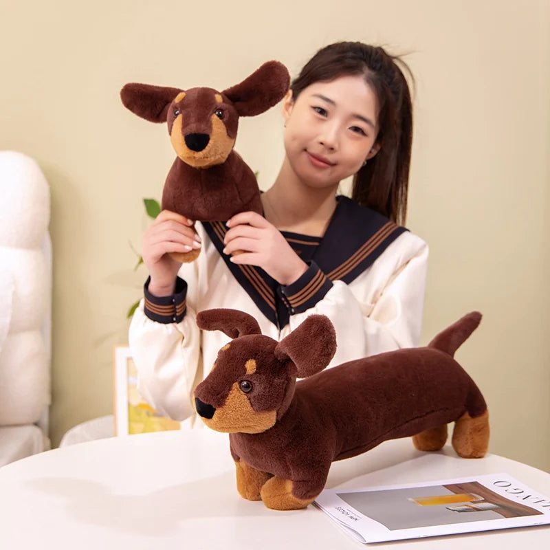 Dachshund Plush Long Pillow Brown Dog Body Pillow Animal Cartoon Body Hugging pillow Long Pillows Stuffed Home Decor