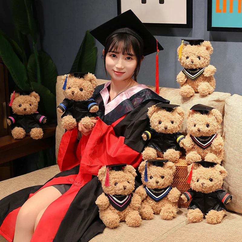 Cartoon Doctor's Clothing Teddy Bear Doll Plush Toy Small Sitting Bear Doll Boys Girls Soft Students Graduation Gift Home Decor