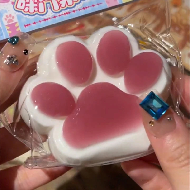 1pc Cute Cat Paw Squeeze Toy Soft Sticky Decompressing Stress Relief Slow Rebound Jelly Pinch Toy for Kids Adults Squishy Toy