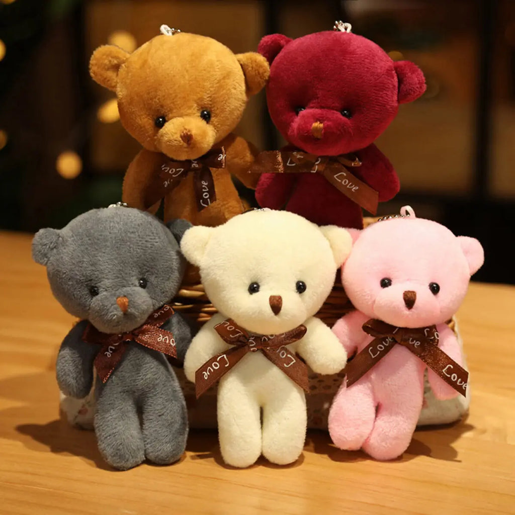 50pcs Plush Teddy Bear Dolls Cute Small Bear Pendent Animal Stuffed Toys For Girl Bag Pendent Keychain Kids Party Gift Wholesale