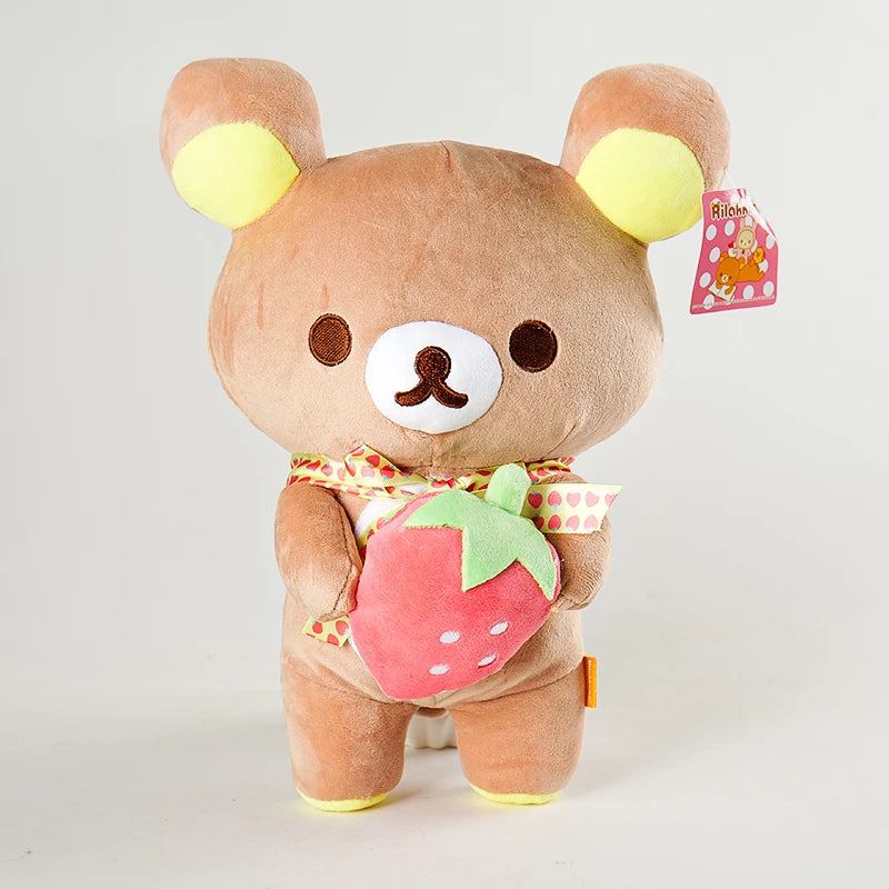 Kawaii Strawberry Rilakkuma Plush Doll Anime Teddy Bear Rilakkuma Bear Dress up Raccoon Plushies Pelcuhe Stuffed Doll Kid Gift