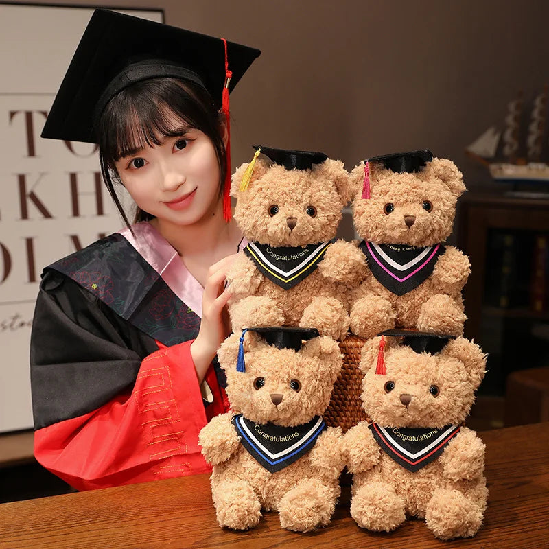 Cartoon Doctor's Clothing Teddy Bear Doll Plush Toy Small Sitting Bear Doll Boys Girls Soft Students Graduation Gift Home Decor