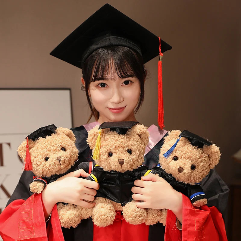 Cartoon Doctor's Clothing Teddy Bear Doll Plush Toy Small Sitting Bear Doll Boys Girls Soft Students Graduation Gift Home Decor
