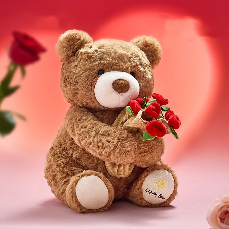 Romantic Teddy Bear Hugging Roses Bouquet New Style Rose Bear Plush Toy Plush Doll Valentine's Day Romantic Gift For Girls