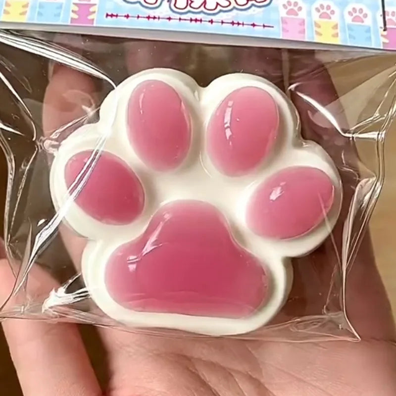 1pc Cute Cat Paw Squeeze Toy Soft Sticky Decompressing Stress Relief Slow Rebound Jelly Pinch Toy for Kids Adults Squishy Toy