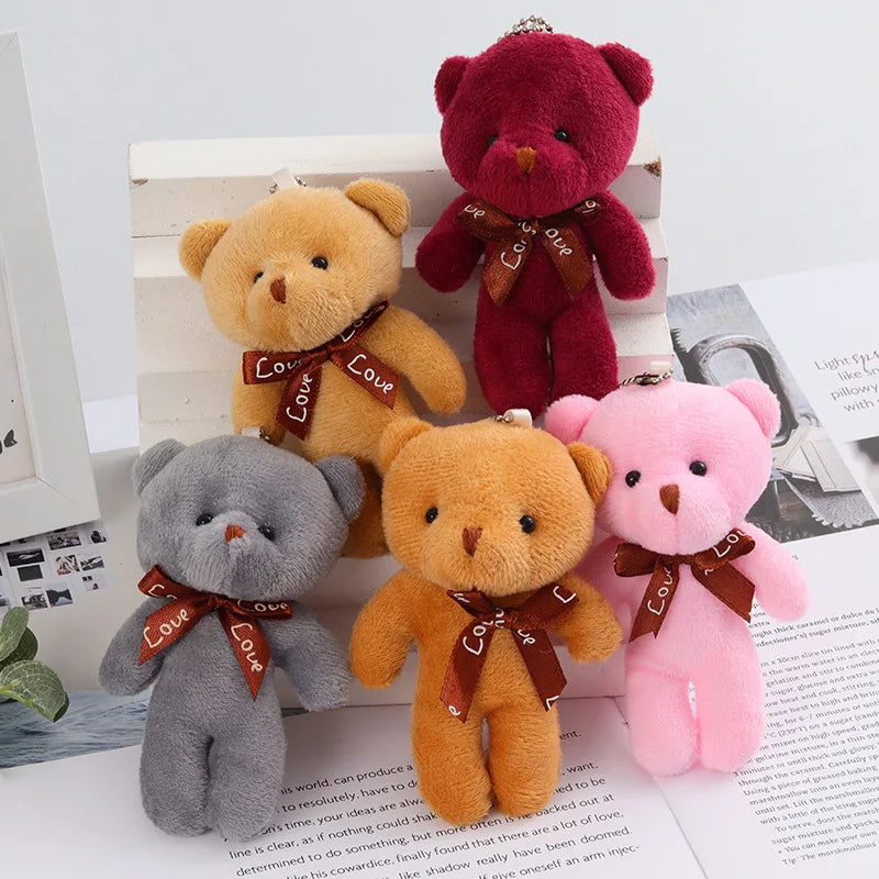 50pcs Plush Teddy Bear Dolls Cute Small Bear Pendent Animal Stuffed Toys For Girl Bag Pendent Keychain Kids Party Gift Wholesale