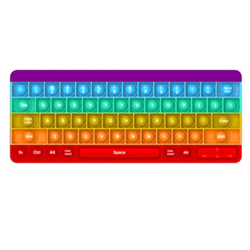Keyboard Push Bubble Fidget Toy Rainbow Sensory Stress Reliever Squeeze Toys Anxiety Relief Decompression Gift for Kids Adults