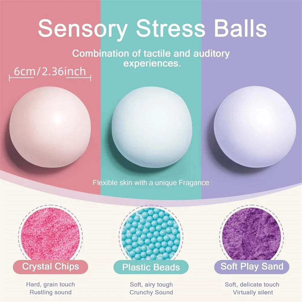 Shapeable Vacuum Squishies Sand Ball Grape Smoothie Stress Ball Stress Relief Noisy Ball Squeeze Fidget Toys for Kids Adults