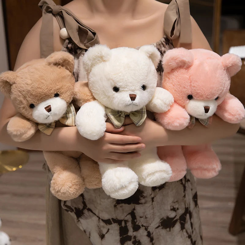 30CM Kawaii Colorful Bow Tie Bear Doll Plush Toy Hug Bear Doll Birthday Gift Pillow Teddy Bear Home Living Room Bedroom