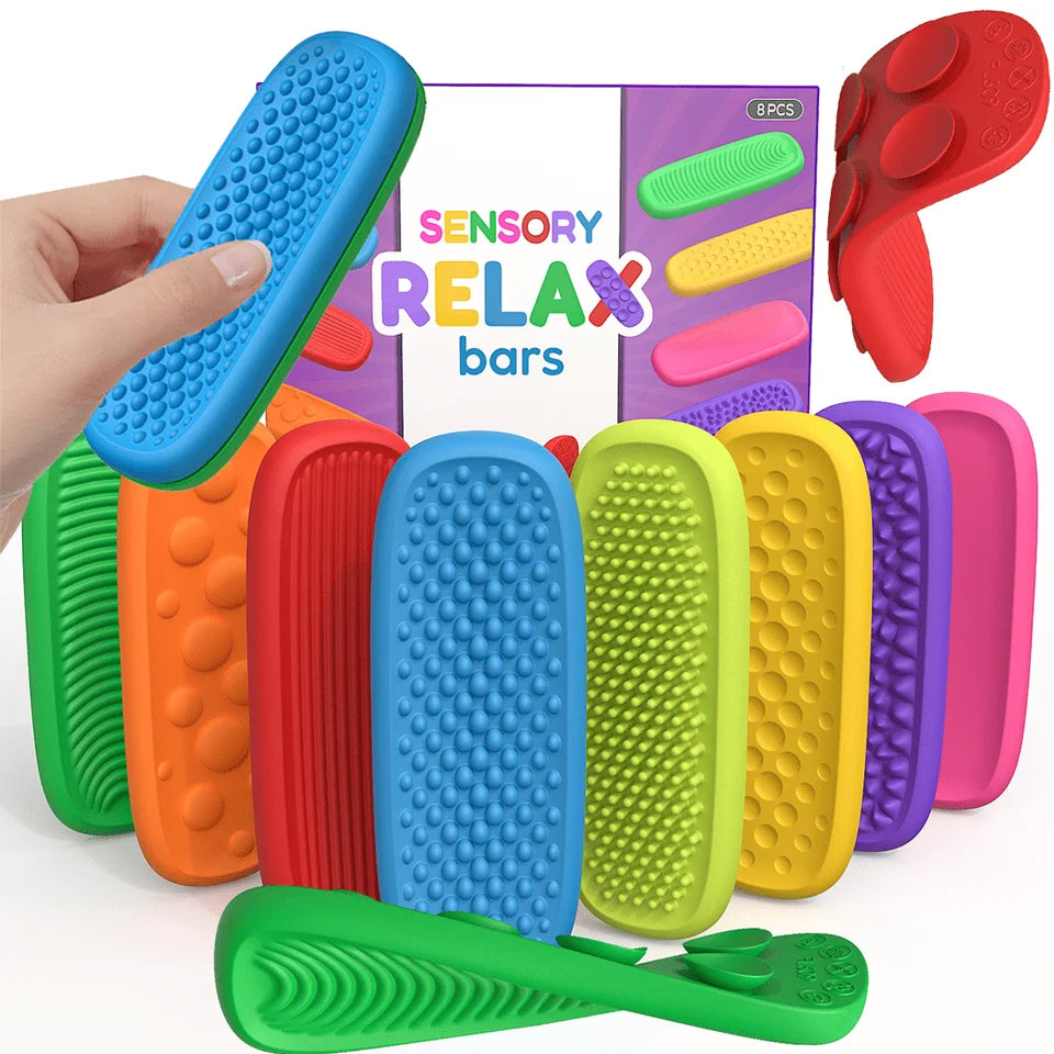 Silicone Sensory Relax Bars Fidget Toy Stress Relief Squeeze Toys Anxiety Calming Decompression Sensory Strip for Kids Adults
