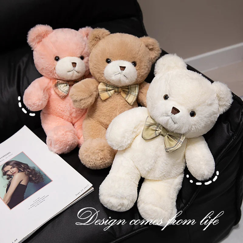 30CM Kawaii Colorful Bow Tie Bear Doll Plush Toy Hug Bear Doll Birthday Gift Pillow Teddy Bear Home Living Room Bedroom