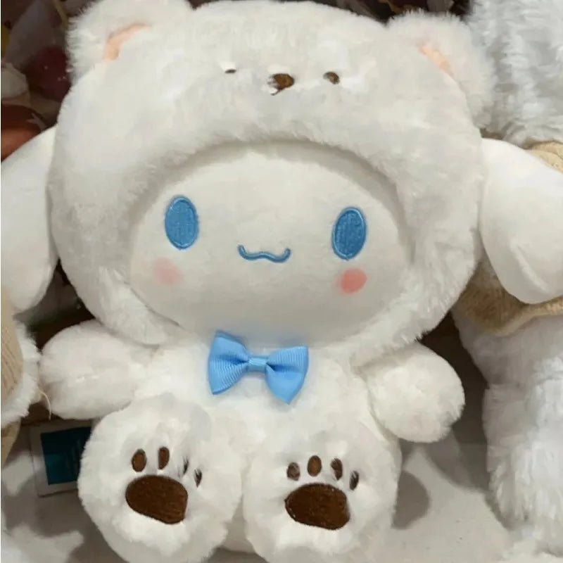 Sanrio Cinnamoroll Dog Cute Transformation into White Bear Kawaii Plush Toy Girl Cloth Doll Plush Birthday Gift for Best Friends