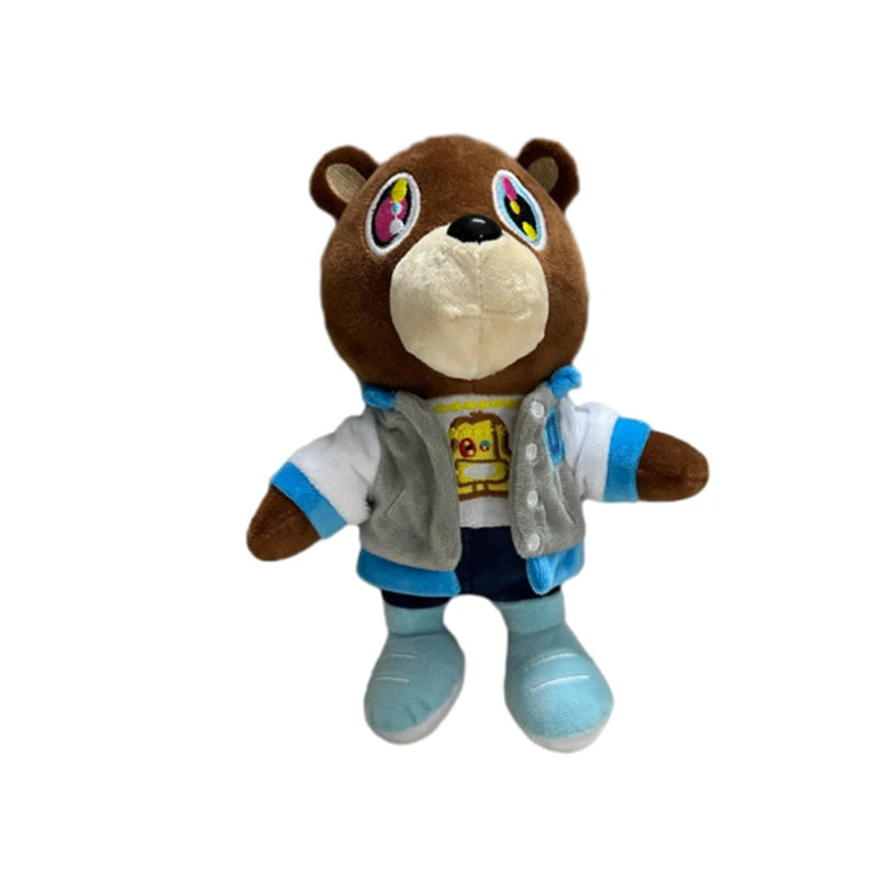 26CM Kanye Teddy Bear Plush Toys Cartoon Stuffed Soft Bear Dolls Life-like Cute Suit Vest Blue Camouflage Kanye Toys Pillow Gift