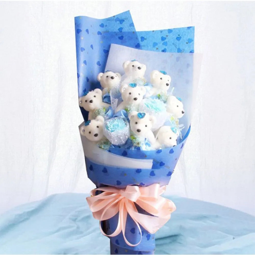 10 PCS Cute Cartoon Small Teddy Bear Birthday Flower Bouquet Bear Couple Bear Wedding Valentine's Day Decoration