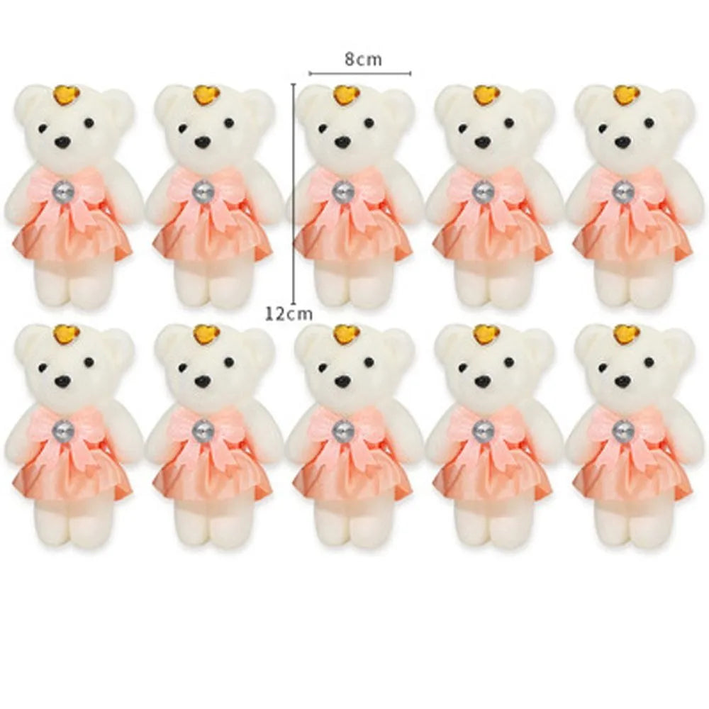 10 PCS Cute Cartoon Small Teddy Bear Birthday Flower Bouquet Bear Couple Bear Wedding Valentine's Day Decoration