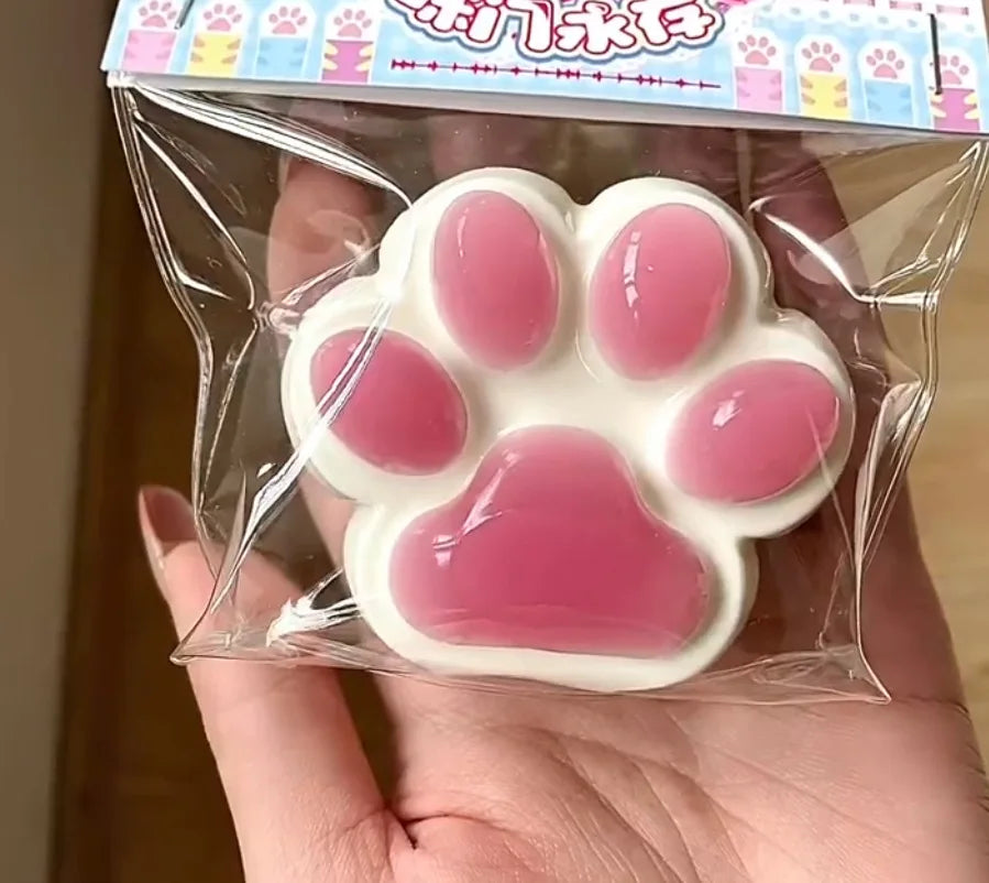 1pc Cute Cat Paw Squeeze Toy Soft Sticky Decompressing Stress Relief Slow Rebound Jelly Pinch Toy for Kids Adults Squishy Toy