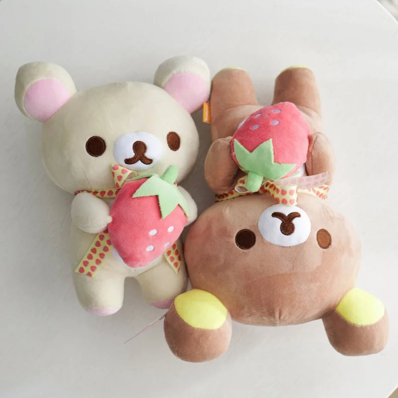 Kawaii Strawberry Rilakkuma Plush Doll Anime Teddy Bear Rilakkuma Bear Dress up Raccoon Plushies Pelcuhe Stuffed Doll Kid Gift