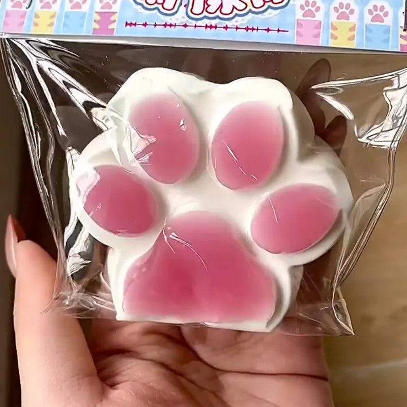 1pc Cute Cat Paw Squeeze Toy Soft Sticky Decompressing Stress Relief Slow Rebound Jelly Pinch Toy for Kids Adults Squishy Toy