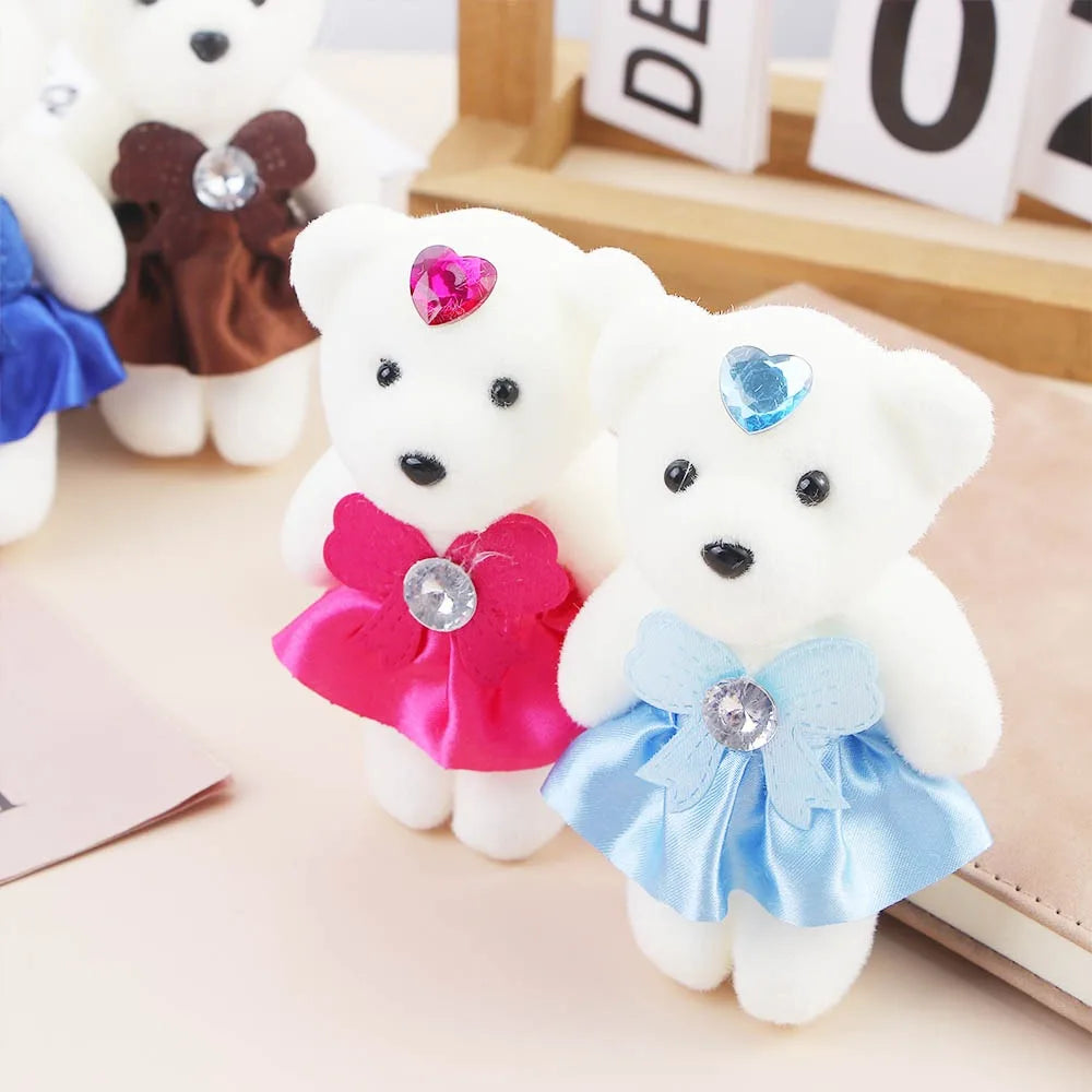 10 PCS Cute Cartoon Small Teddy Bear Birthday Flower Bouquet Bear Couple Bear Wedding Valentine's Day Decoration