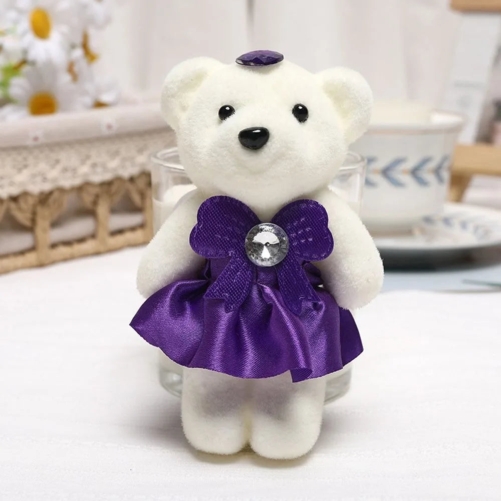 10 PCS Cute Cartoon Small Teddy Bear Birthday Flower Bouquet Bear Couple Bear Wedding Valentine's Day Decoration