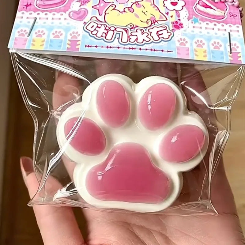 1pc Cute Cat Paw Squeeze Toy Soft Sticky Decompressing Stress Relief Slow Rebound Jelly Pinch Toy for Kids Adults Squishy Toy