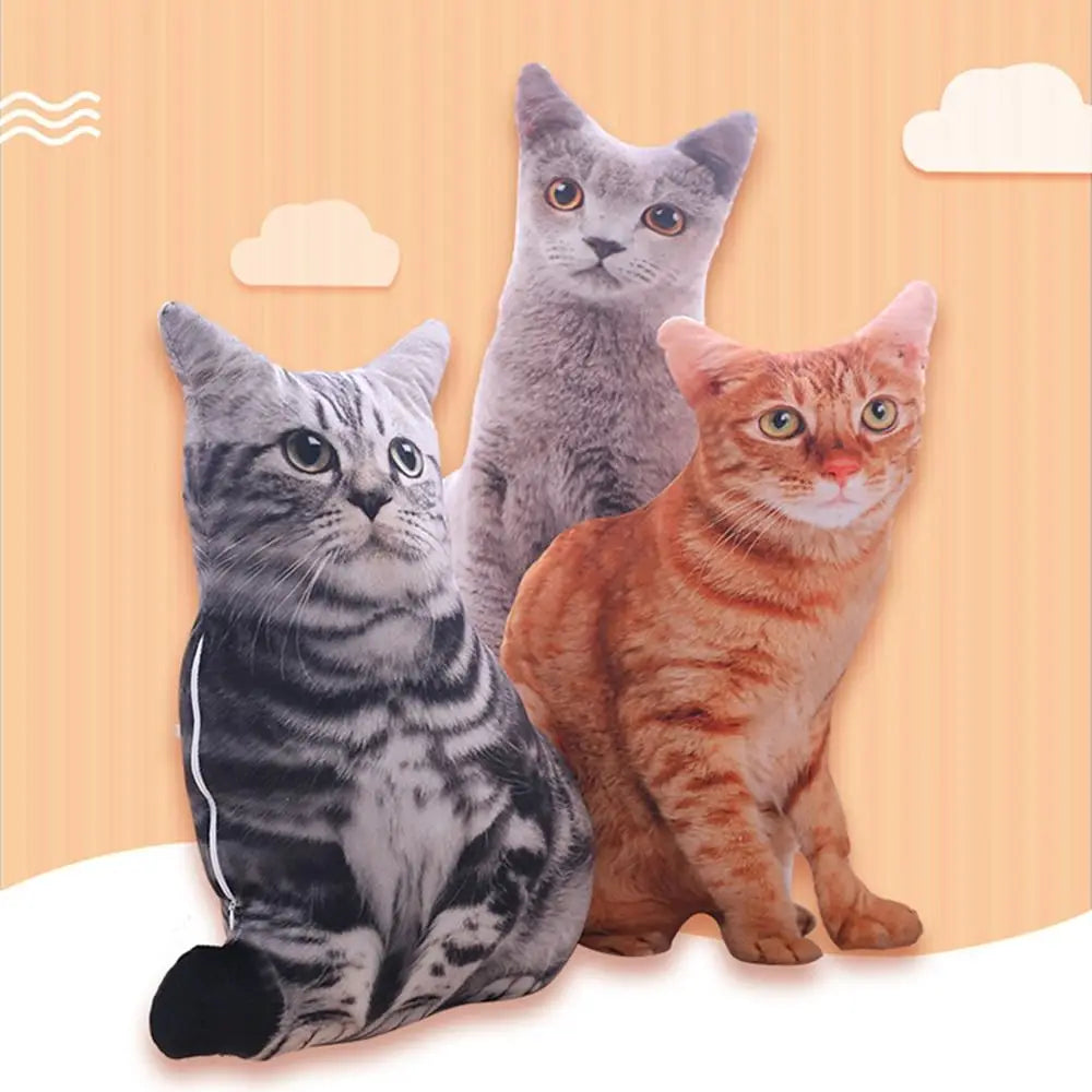 Plush Realistic 3D Cat Doll Soft Cartoon Simulation Cat Plushie Pillow Stuffed Kawaii Plush Animals Toy Cushion for Kids Girls
