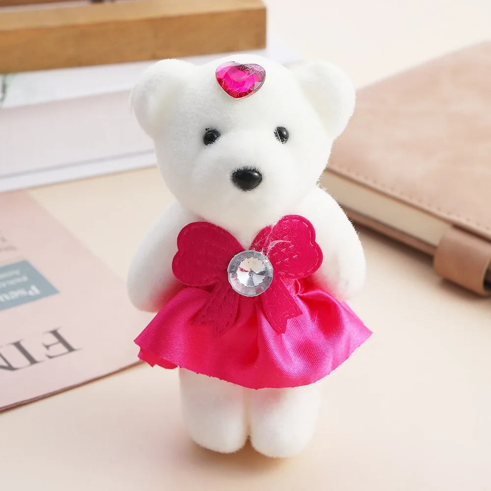 10 PCS Cute Cartoon Small Teddy Bear Birthday Flower Bouquet Bear Couple Bear Wedding Valentine's Day Decoration