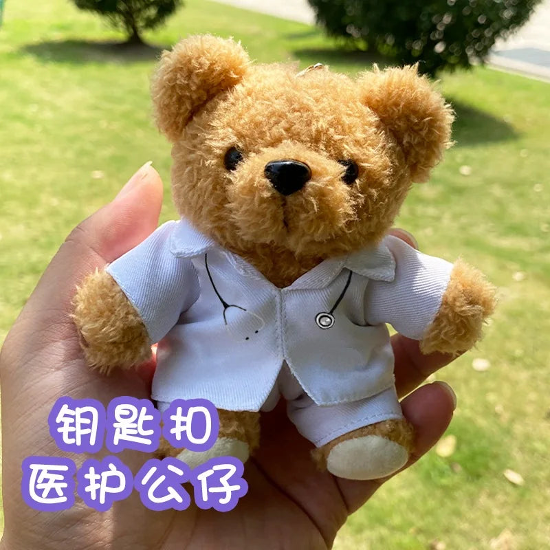 Doctor Bear Nurse Uniform Animal Teddy Bears Small Pendant Soft Plush Toy Girl Boy Birthday Christmas Gift 10cm 1pc