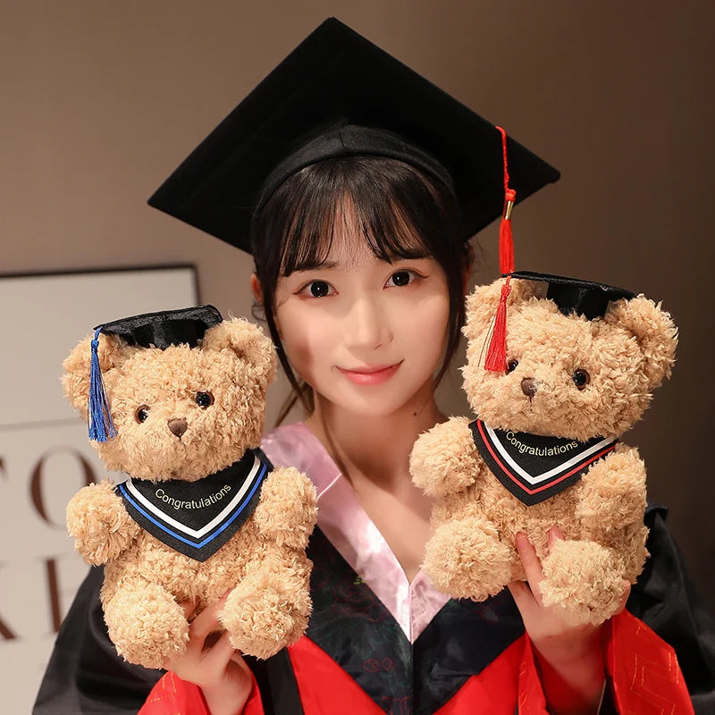 Cartoon Doctor's Clothing Teddy Bear Doll Plush Toy Small Sitting Bear Doll Boys Girls Soft Students Graduation Gift Home Decor