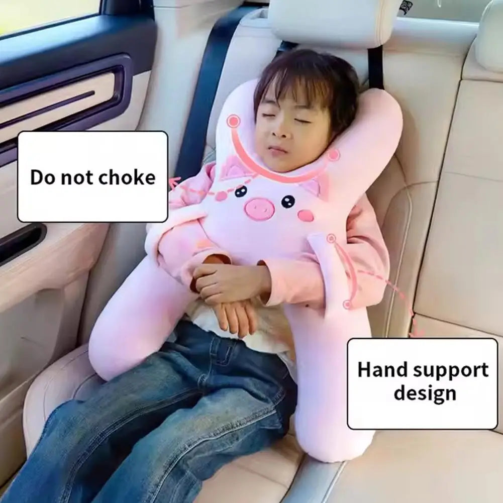 1Set Car Cute Cartoon Pillow Car Mounted Child Sleeping Pillow Car Removable Comfortable Breathable Headrest Lumbar Support