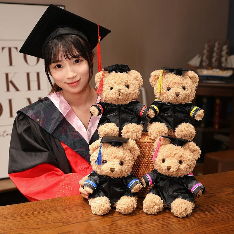 Cartoon Doctor's Clothing Teddy Bear Doll Plush Toy Small Sitting Bear Doll Boys Girls Soft Students Graduation Gift Home Decor