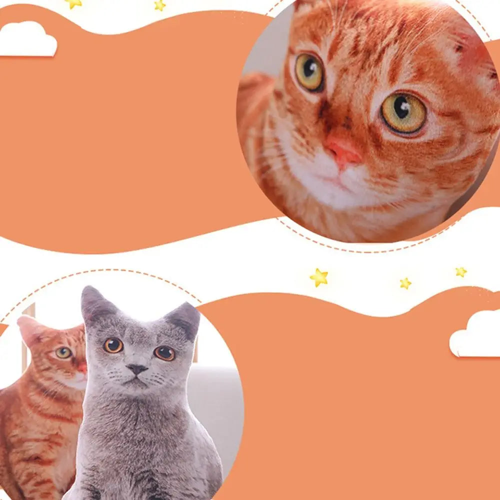 Plush Realistic 3D Cat Doll Soft Cartoon Simulation Cat Plushie Pillow Stuffed Kawaii Plush Animals Toy Cushion for Kids Girls