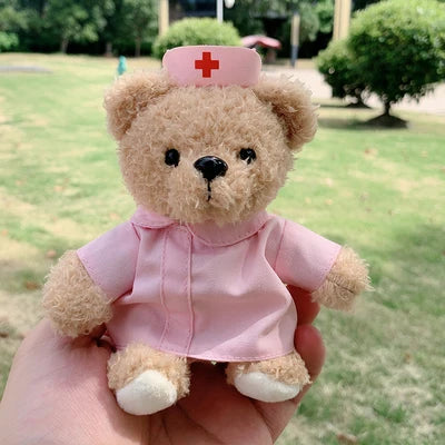 Doctor Bear Nurse Uniform Animal Teddy Bears Small Pendant Soft Plush Toy Girl Boy Birthday Christmas Gift 10cm 1pc